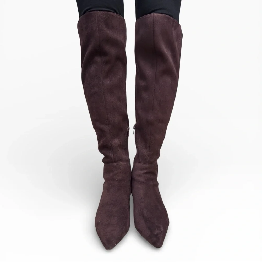 Charles by Charles David Atypical OTK Boots Mocha Brown Suede Size US 7.5 Women